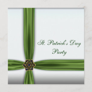 Green Emerald Ribbon St. Patricks Day Party Invitation