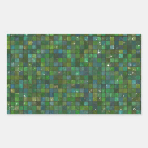 Green Emerald Shiny Glass Tiles Texture Background Rectangular Sticker