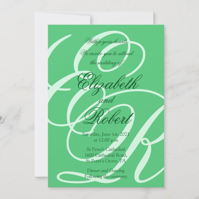 Green Emerald Wedding Invitation (Front)