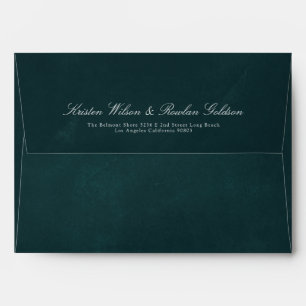 Green Emeralds Flower Wreath Rose Foil Invitation Envelope