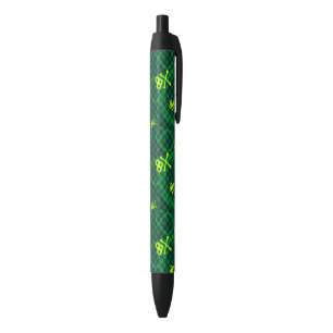 Green Emo Pattern With Circles Black Ink Pen