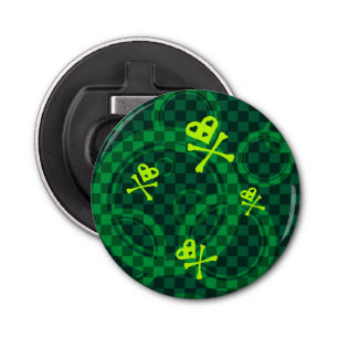 Green Emo Pattern With Circles Bottle Opener