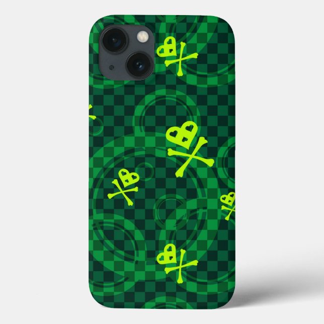 Green Emo Pattern With Circles Case-Mate iPhone Case (Back)