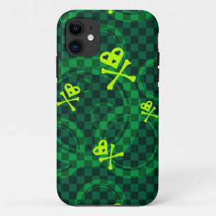 Green Emo Pattern With Circles iPhone 11 Case
