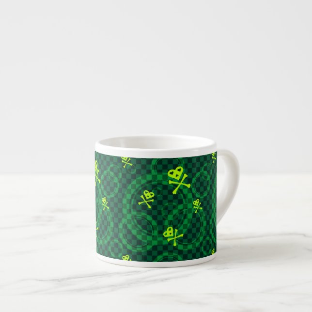 Green Emo Pattern With Circles Espresso Cup (Front Right)