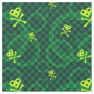 Green Emo Pattern With Circles Fabric