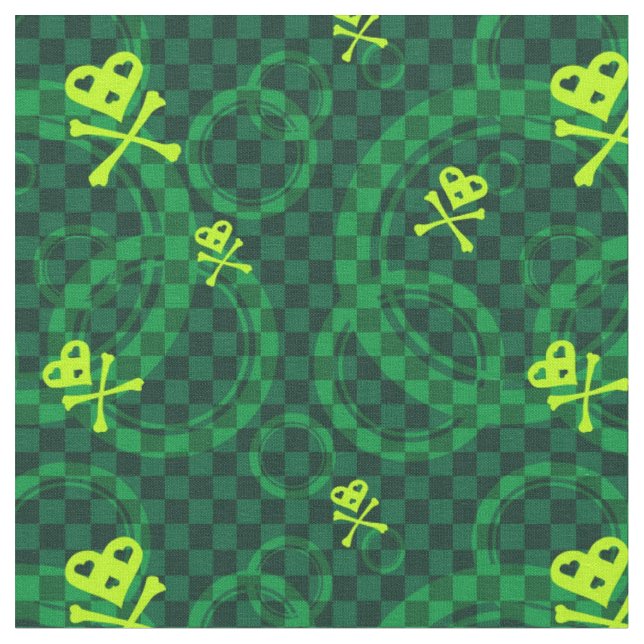 Green Emo Pattern With Circles Fabric (Close Up)