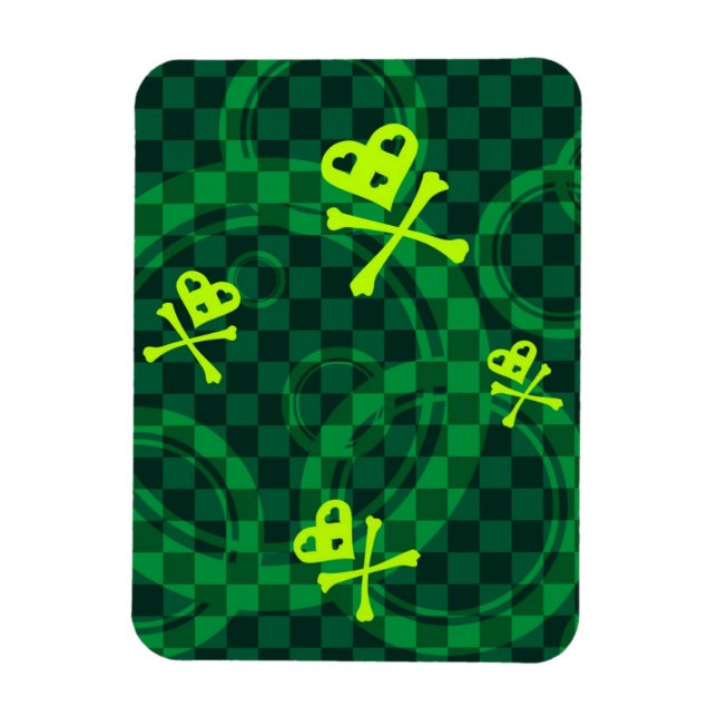 Green Emo Pattern With Circles Magnet (Vertical)