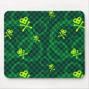 Green Emo Pattern With Circles Mouse Mat
