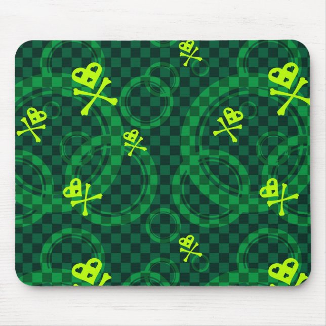 Green Emo Pattern With Circles Mouse Mat (Front)