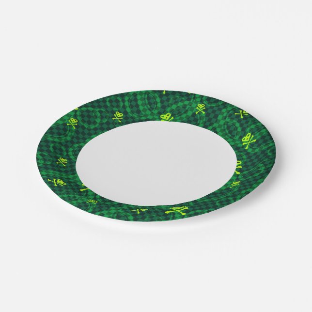 Green Emo Pattern With Circles Paper Plate (Angled)