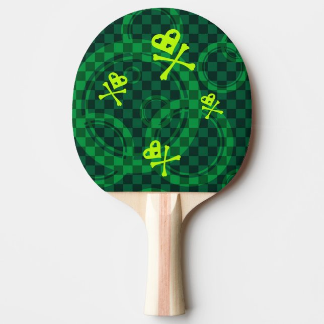 Green Emo Pattern With Circles Ping Pong Paddle (Front)