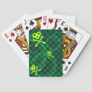 Green Emo Pattern With Circles Playing Cards