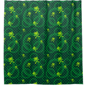 Green Emo Pattern With Circles Shower Curtain