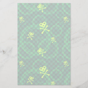 Green Emo Pattern With Circles Stationery
