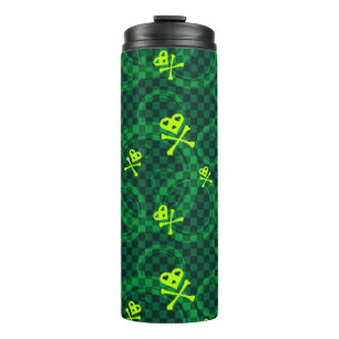 Green Emo Pattern With Circles Thermal Tumbler