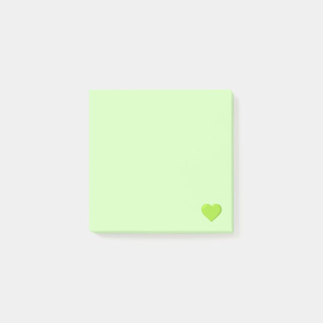 Green Emoji Heart Post-it Notes (Front)