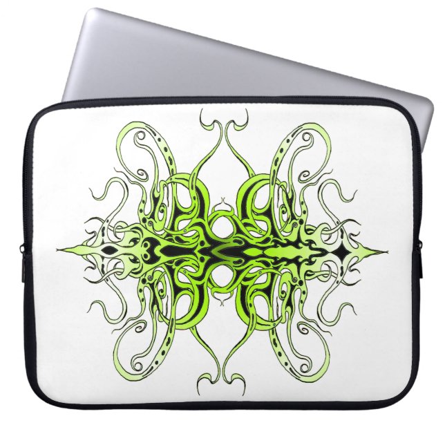 Green Empire Tribal Design Laptop Sleeve (Front)
