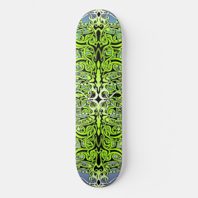 Green Empire Tribal Design Skateboard (Front)