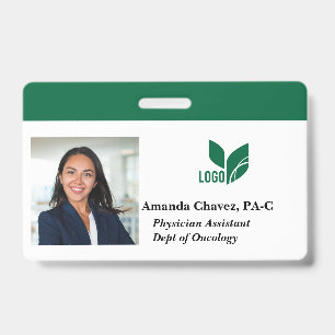 Green Employee ID Photo Name Badge