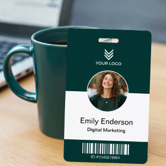 Green Employee Name Business Logo Staff Tag ID Badge