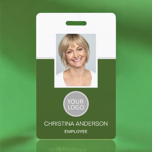 Green Employee Name Logo Photo Corporate Work ID Badge