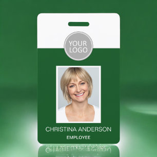 Green Employee Name Logo Photo Corporate Work ID Badge