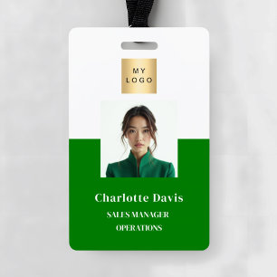 Green employee photo ID company security Badge