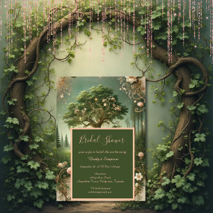 green Enchanted Forest mediaeval Bridal Shower  Invitation