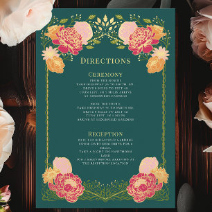Green Enchanted Garden Floral Wedding Directions Enclosure Card