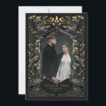 Green Enchanted Raven Wedding Thank You Card<br><div class="desc">Elegant,  whimsical,  and gothic wedding design perfect for either an enchanted forest-themed celebration or a moody and dark gothic affair. This design features ravens set in a frame of muted teal-blue thorns,  berries,  greenery,  and gold accents. Matching Items in our shop for a complete party theme.</div>