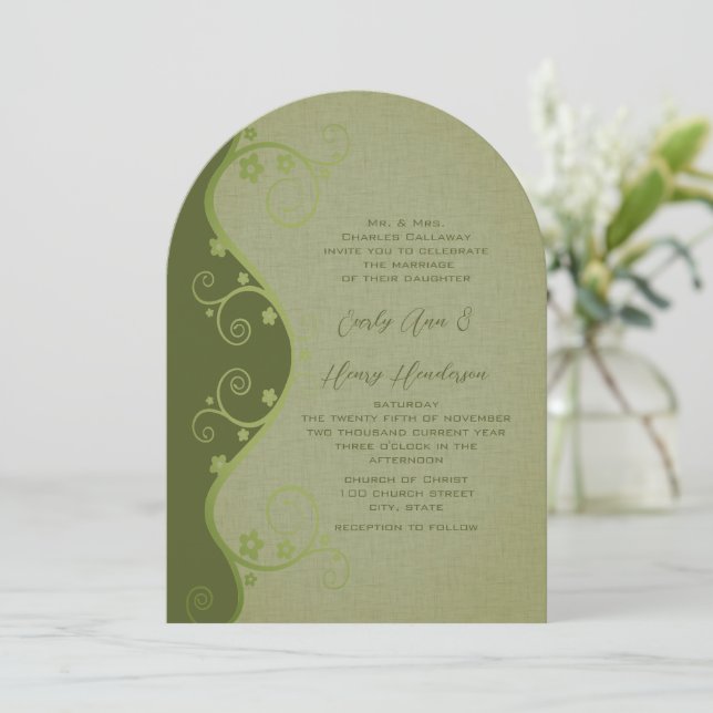 Green Enchantment & Black Photo on Back Invitation (Standing Front)