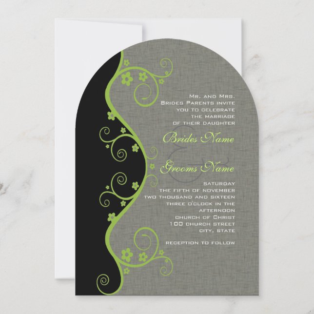 Green Enchantment & Black Photo on Back Invitation (Back)