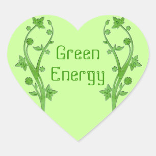 Green Energy Heart Sticker