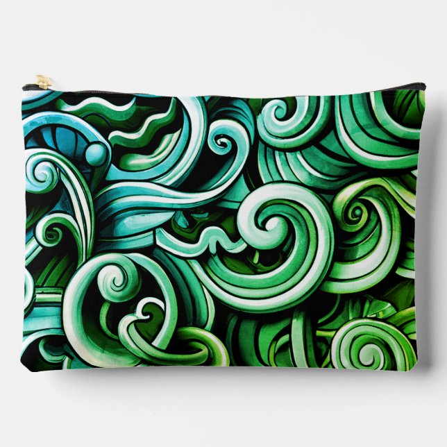 Green Energy Swirls  Accessory Pouch (Front)