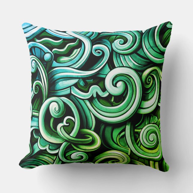 Green Energy Swirls  Cushion (Front)