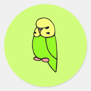Green English Budgie Classic Round Sticker