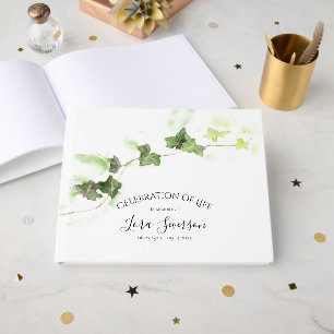 Green English Ivy Celebration of Life Memorial  Guest Book