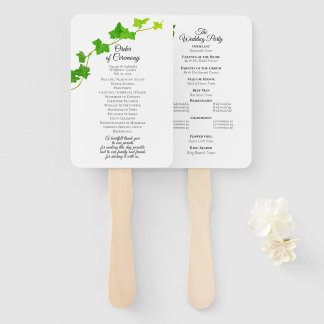 Green English Ivy Foliage Wedding Program Hand Fan
