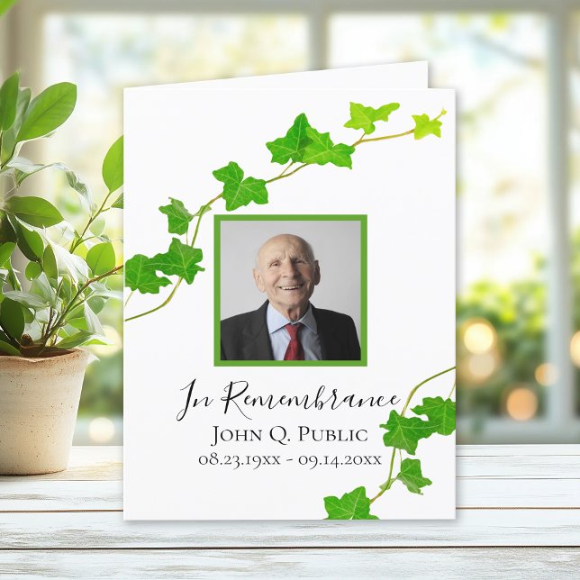 Green English Ivy Vine Foliage Funeral Sympathy Thank You Card (Creator Uploaded)