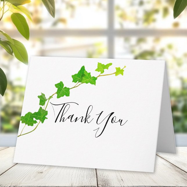 Green English Ivy Vine Foliage Sympathy Thank You Card (Creator Uploaded)