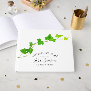 Green English Ivy Vine Funeral Memorial  Guest Book