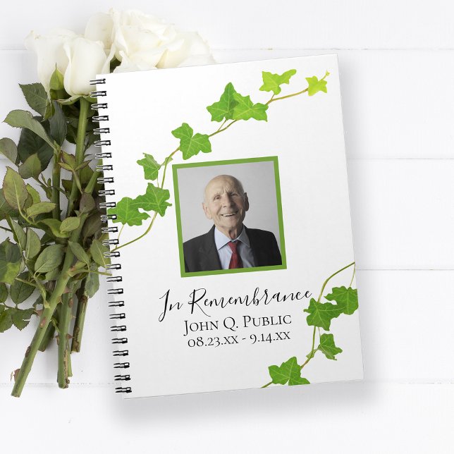 Green English Ivy Vine Funeral Memorial Guest Book (Creator Uploaded)