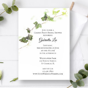 Green English Ivy Vine Garden Party Bridal Shower  Invitation