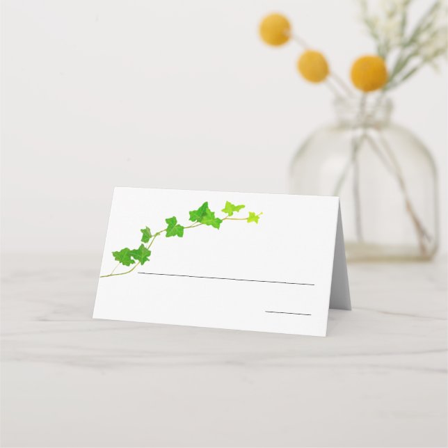 Green English Ivy Vine Place Card (Front)