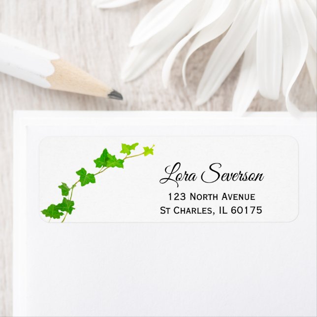 Green English Ivy Vine Return Address Labels (Insitu)