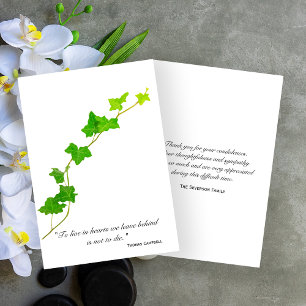 Green English Ivy Vine Sympathy Thank You Card