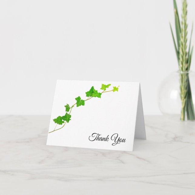 Green English Ivy Vine Thank You Card (Front)