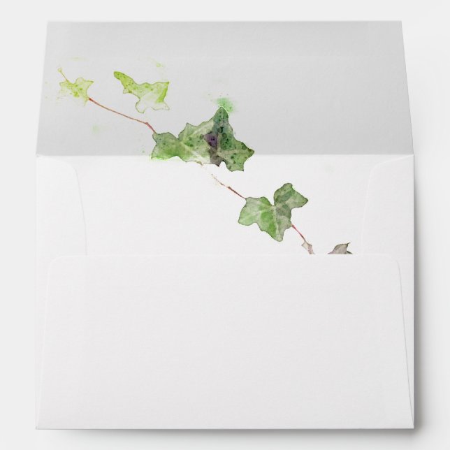Green English Ivy Vine Watercolor Envelope (Back (Bottom))