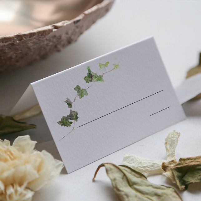 Green English Ivy Vine Watercolor Place Card (Creator Uploaded)